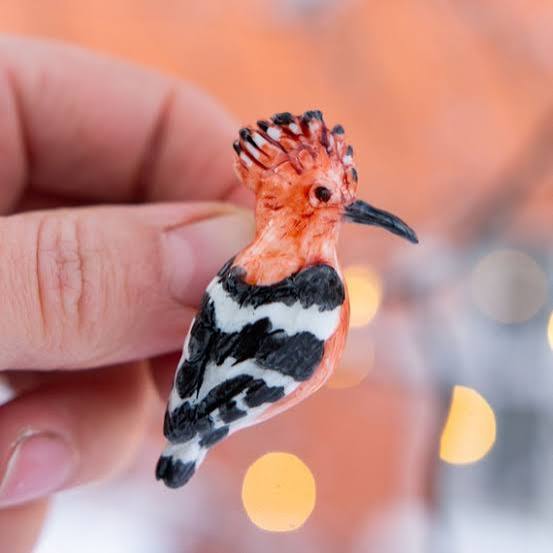 Hoopoe Bird Clay Figure